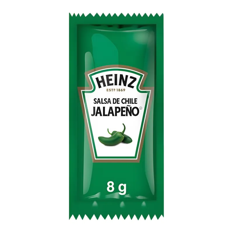 Salsa Jalapeno Heinz 500/8g — código JP500, Caja 500 sobres de 8 g