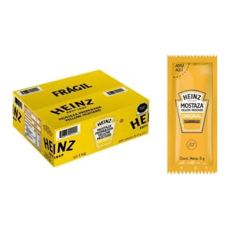 Mostaza Heinz 200 Bobres 5gr — código MZ200, Caja