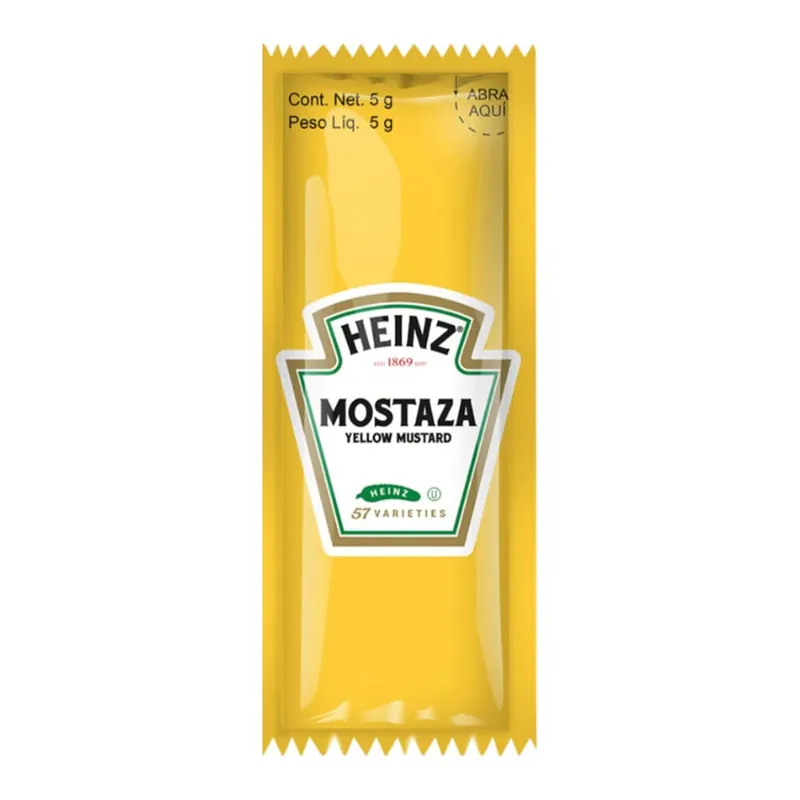 Mostaza Heinz 500 Bobres 5gr — código MZ500, 5 g