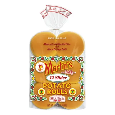 Martins 12 Sliced Slider Potato Rolls 12 — código PM12, 7pq/12pz