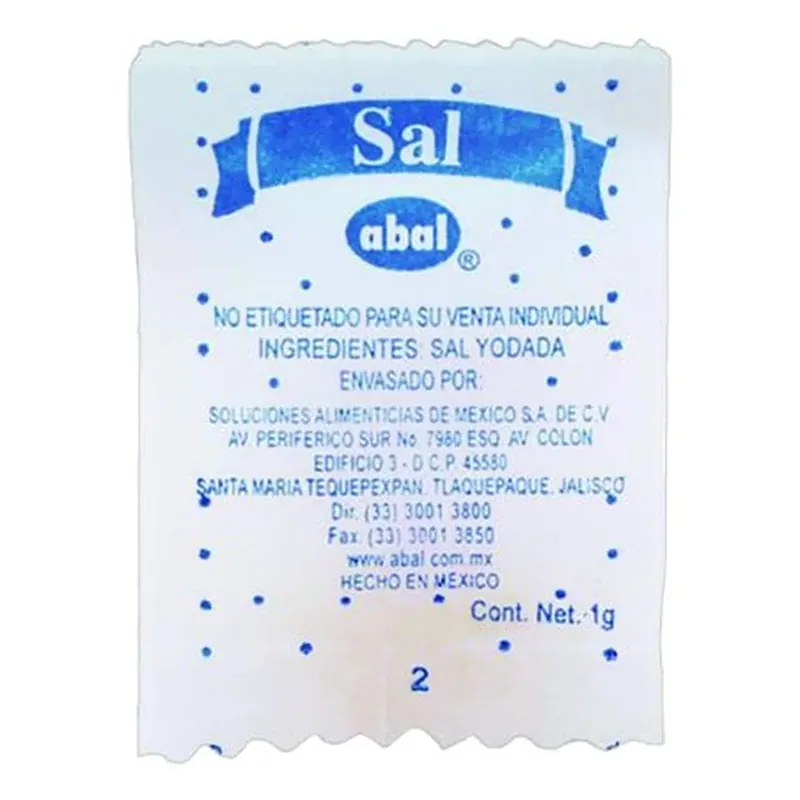 Sal en Sobre 3000/1g — código SALS3000, 3000 pz de 1 g